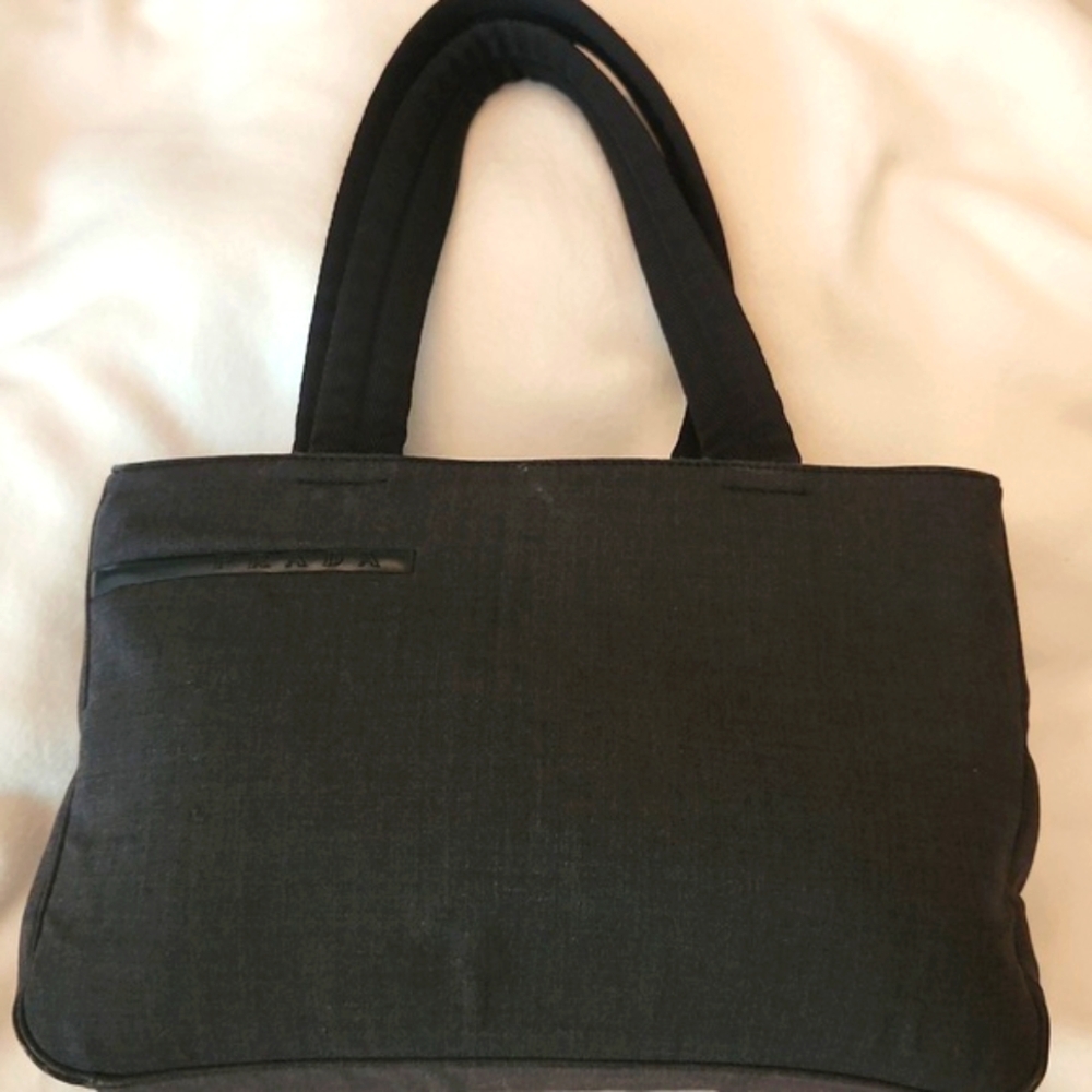 Prada Black & Gray Handbag with COA